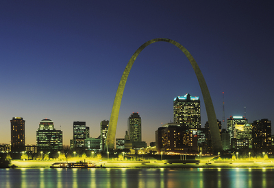 St. Louis skyline at night.