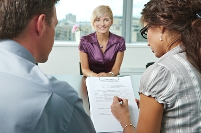 Woman interviewing for a job.