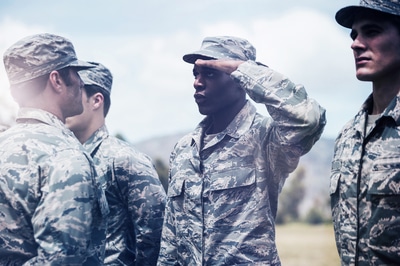 Soldier saluting.