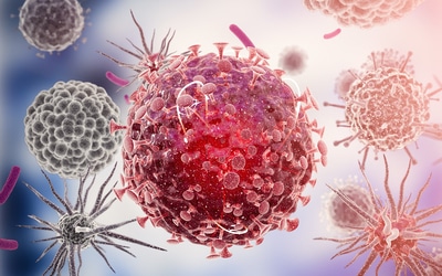 Microscopic view of Coronavirus