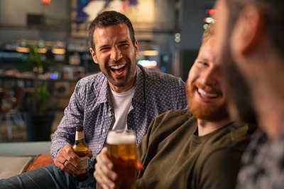 Laughing group of friends.