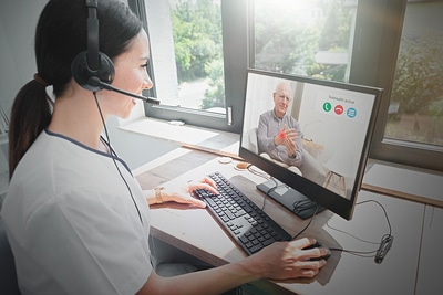 Woman using a headset.